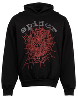 Sp5der OG Rhinestone Logo Hoodie Black