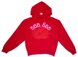 Sp5der Worldwide Red Angel Number 555 Hoodie Red