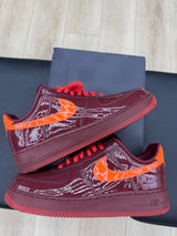 Nike Air Force 1 Low Patent Leather Dark Team Red Safety Orange- Pre-Owned