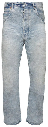 Worn Light Indigo Baggy Jeans Wide