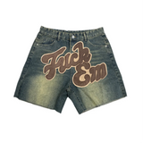 FuckEm Jean Shorts Dark Brown Wash