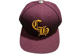 Chrome Hearts Embroidered CH Logo Baseball Hat Burgundy Gold