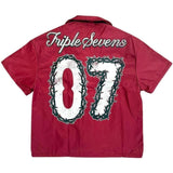 Triple Sevens Nylon Button Up Red