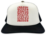 Chrome Hearts Eyechart Trucker Hat Black/White/Red