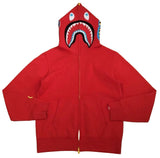 BAPE Neon Shark full zip Hoodie Red