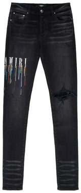 Amiri Paint Drip Logo Jean Aged Black