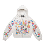 "Risen King" Cropped Zip Up (Grey)