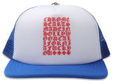 Chrome Hearts Eyechart Trucker Hat Blue/White/Red