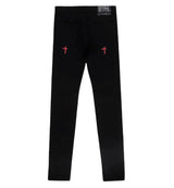 RTA BLACK RED REST IN PEACE JEANS