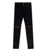 RTA BLACK RED REST IN PEACE JEANS