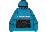 BAPE 1st Camo Pocket Relaxed Fit Double Knit Half Zip Blue Hoodie