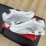 Nike Shox R4 White Bright Crimson Metallic Silver- Pre-Owned