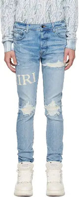 Amiri Boucle Logo MX1 Denim Jeans Perfect Indigo
