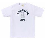 BAPE bleached check college Tee White