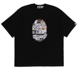 BAPE Multi Logo Big Ape Head Relaxed Fit Tee Black