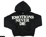 Mixed Emotion Black ‘End’ Rhinestone hoodie