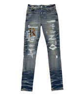 AMIRI Leather Staggered Logo Jeans