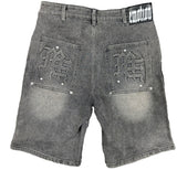 Mixed Emotion Paisley Denim Grey Shorts
