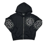 Mixed Emotion - Eclipse Black Rhinestone Zip up Hoodie