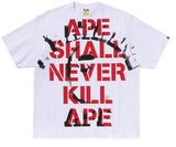 BAPE Spray Print College Relaxed Fit Tee White