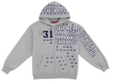 Supreme League Champs Zip Up Hooded Sweatshirt Grey