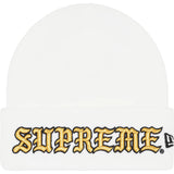 Supreme New Era Old English Beanie White