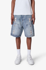 Mnml Western Jewel Denim Shorts Blue
