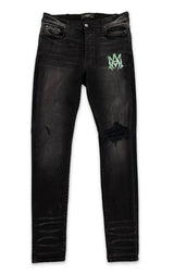 Amiri Watercolor Logo Jeans Aged Black