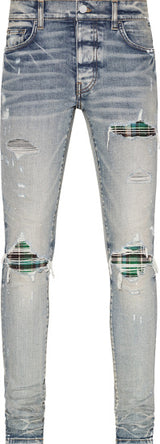 Amiri Plaid Indigo Jean Green/Blue